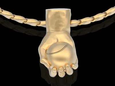 Hand and Tennis ball pendant gold printable jewelry 3D model 3D print model purchase