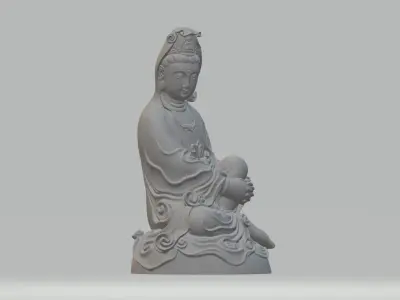 Guanyin Bodhisattva Sitting Statue  3D print model buy