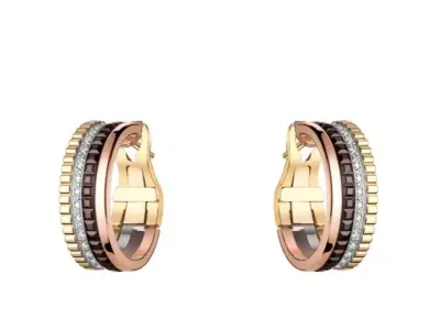 Brand Jewelry Boucheron Earrings Gold 3D print model