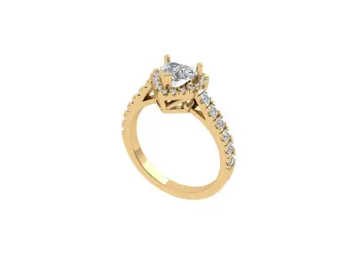 Heart ring with side stone 3D print model