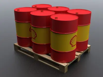 Shell Barrel With Pallet Low-poly 3D model