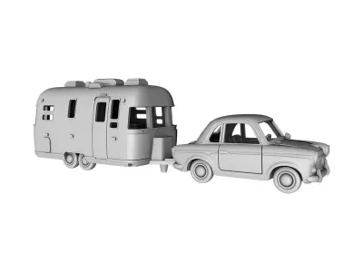 Airstream Trailer and Towing Vehicle 3D print model