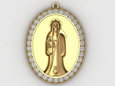  santa muerte holy death small size pendant 3D STL 3DM skull 3D print model