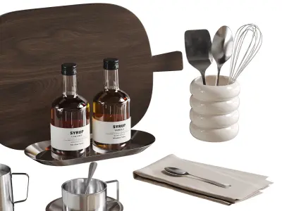 Kitchen Decor Set With DeLonghi Coffee Machine 3D model