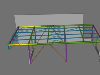 Steel Canopy Structure OBJ and IFC 3D Model 3D model