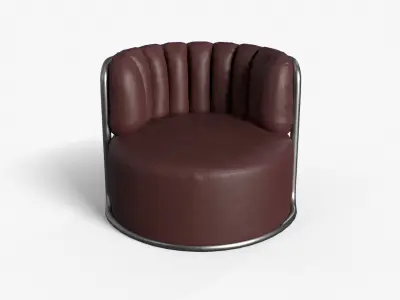 MONTI Arm Chair brown leather Low-poly 3D model