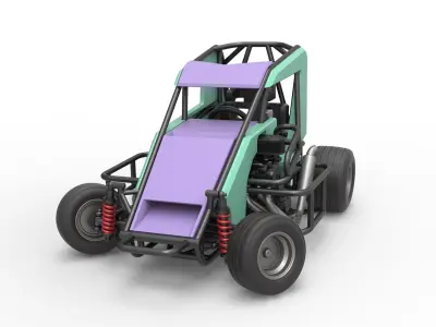 600 Micro sprint car while turning Scale 1 to 25 3D print model