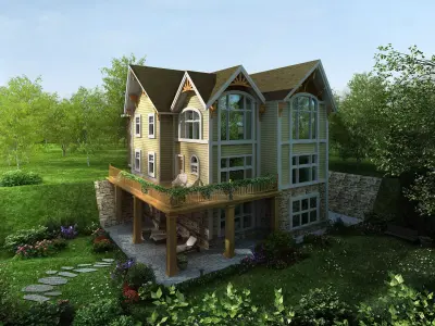 3D model of 2022 luxury fashion villa exterior 35 3D model