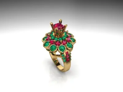 Ruby emerald classic luxury ring 3D print model