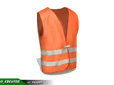 Worker Vest Orange Safety Vest Lowpoly 3d model Low-poly 3D model