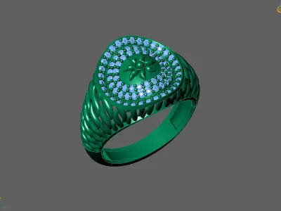 Women Ring With Stone Diamond Ready STL 3DM Models Womens Rings 3D print model 20