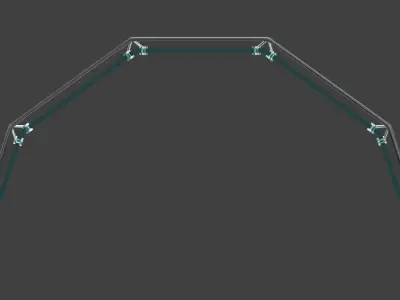 Arched structure wireframe with connections and glass panels 3D model
