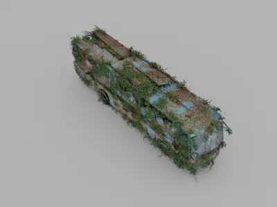 Damaged Rusty Bus Low-poly 3D model