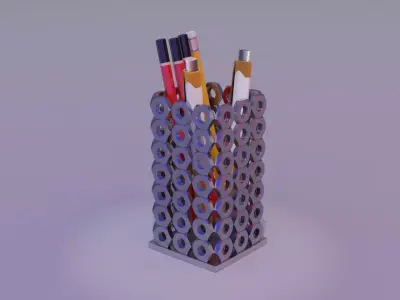 Stylized nut pen holder Low-poly 3D model