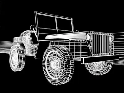 Jeep Low poly military 3D model