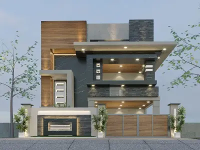 Modern house Low-poly 3D model  Free low-poly 3D model