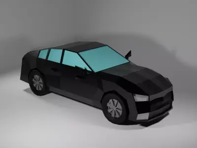 Low-poly standard black car Free low-poly 3D model