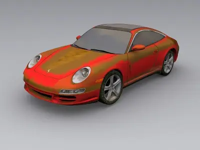 Porsche 911 Targa 4S 2007 old car exterior Low-poly 3D model