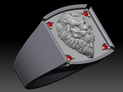 Lion man ring Sculpture jewelry Gold silver 3D print model