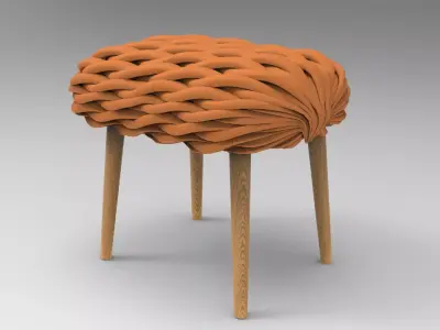 Knitted Stool Low-poly 3D model