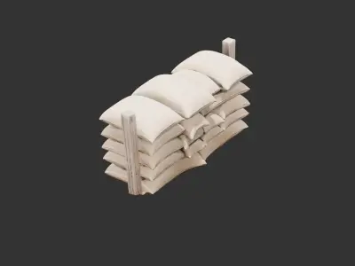 Battlefield Barricade with Sandbags Low-poly 3D model