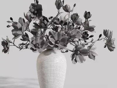  Ikebana Inspired Decorative Magnolia Bouquet 3D model
