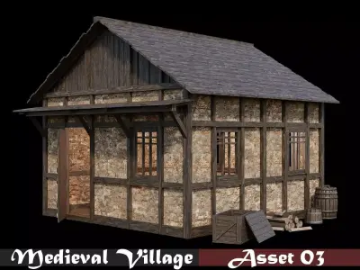 Medieval Village Asset 03 - 4K Textures Game Ready Low-poly 3D model