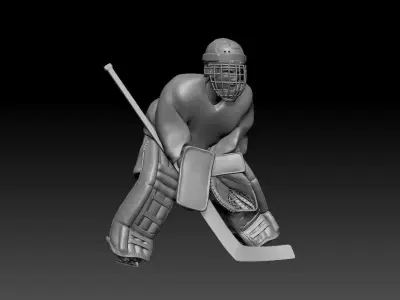 Vintage hockey goalie Inspired Hasek Osgood pose 3D print model 3D print model