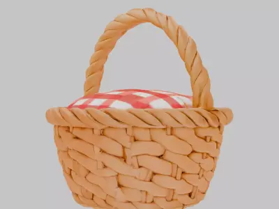 Cute Wicker Picnic Basket 3D Model Low-poly 3D model
