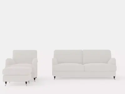 Howard Classic Sofa Group 3 5 Seater Armchair Footstool Low-poly 3D model