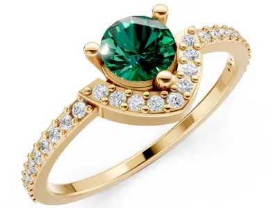 Anel Solitario Pontinha Cravejada Impressao 3D e fundicao 3D print model