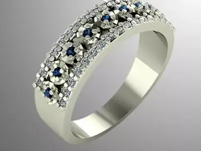 Ring n 2 emerald and sapphire 3D print model