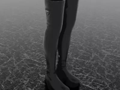 PRADA HIGH LEATHER BOOTS 3D SHOES Low-poly 3D model