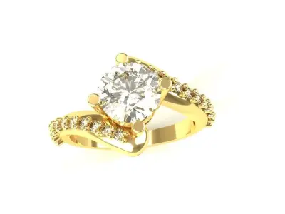 Ladies Size 8 Diamond Ring Round Gems Gold Silver Platinum 3D print model