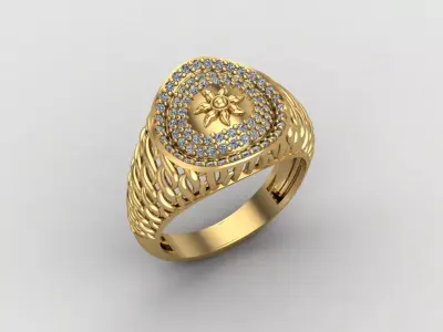 Women Ring With Stone Diamond Ready STL 3DM Models Womens Rings 3D print model 20