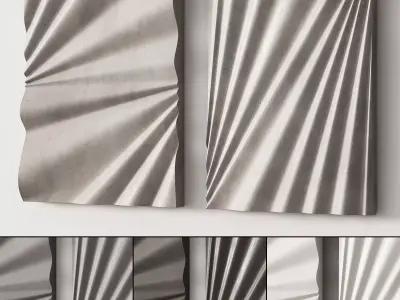 282 decorative wall art 14 waves gypsum wall sculpture 01 3D model