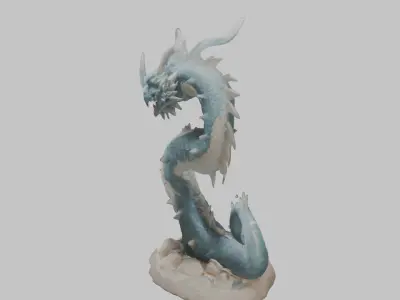 Blue Dragon Figure Low-poly 3D model