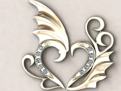 winged heart  3D print model