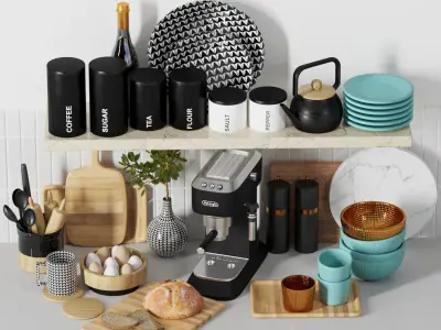 kitchen shelf decorative 002 3D model