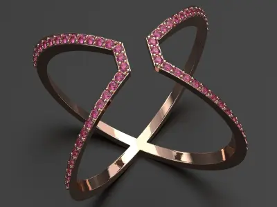 Jewelry ring with diamonds 3D print model 3D print model