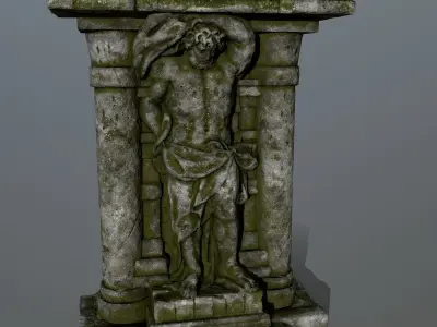 statue 2 stone column with Low-poly 3D model
