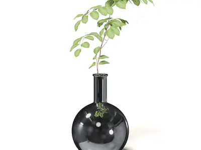 Plant in Chrome Vase 3D Model 3D model