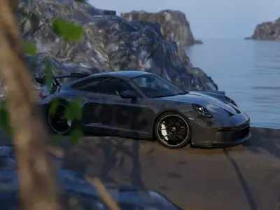 Automotive Render Scene 3D Blender File Textured 3D model