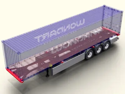 Semi Truck Cargo Container Trailer 40ft Low-poly 3D model