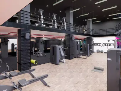GYM CENTER WITH SAUNA AND SQAUSH COURT 3D model