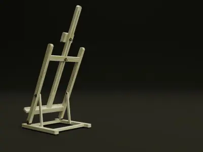 Small realistic wooden easel with brass details 3D model