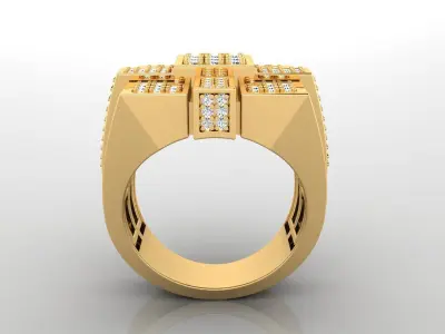 Ring M34 Mens luxury ring with gem 3D print model