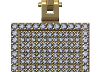 Iced Diamond rectangular memory pendant with bail 3D print model
