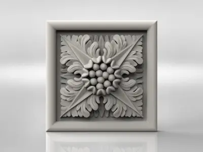 Rosette ornately carved wall plaque 3D print model