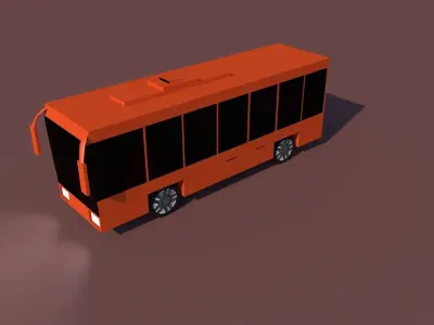 3D low poly bus orange 3D model